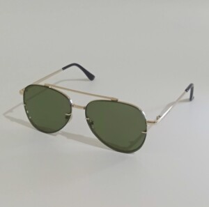 Óculos de Sol Aviador Metal Verde e Dourado