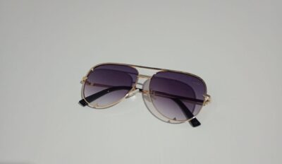 Óculos de Sol Aviador Liga Cinza com Dourado - Image 3