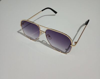 Óculos de Sol Aviador Liga Cinza com Dourado