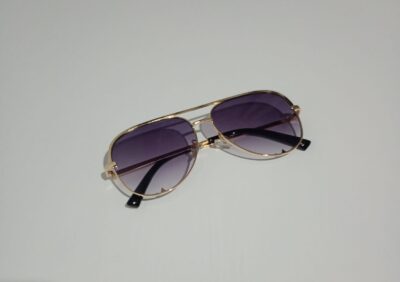 Óculos de Sol Aviador Liga Cinza com Dourado - Image 4