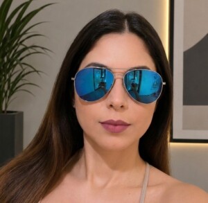 Óculos de Sol Aviador Acrílico Azul – Armação em Liga